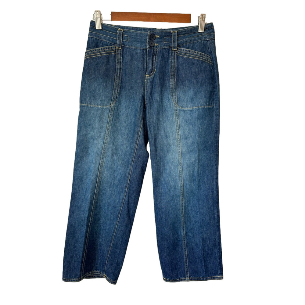 I.E. Relaxed Women's 2P Straight Denim Trouser Capri 90's Y2K Travel Casual Jean